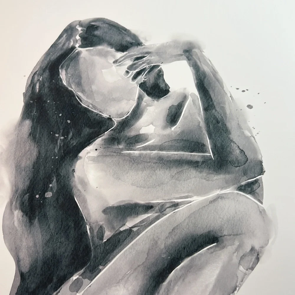 Watercolor Abstract Nude Woman Portrait Print Poster Unframed - Picture 16 of 17